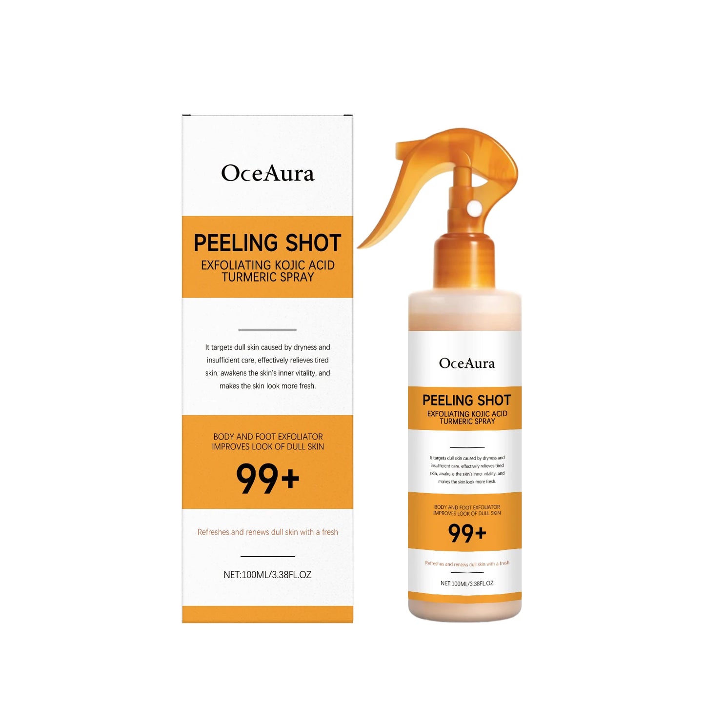 Kojic Acid Turmeric Foot Peeling Spray Dead Skin Remover Callus Softener Odor Control Repair Dry Crack Foot Exfoliating Spray