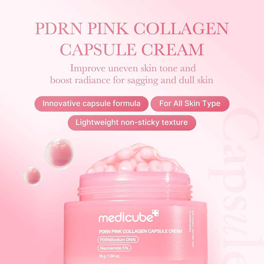 medicube Salmon DNA Pink Collagen Capsule Cream Face Moisturizer Lightweight Moisturizing Cream Korean Skin Care