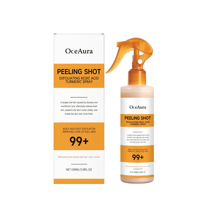 Kojic Acid Turmeric Foot Peeling Spray Dead Skin Remover Callus Softener Odor Control Repair Dry Crack Foot Exfoliating Spray