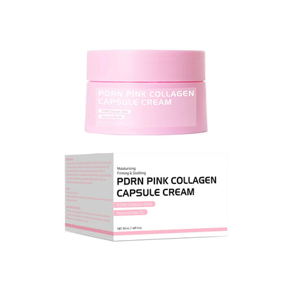 PDRN Pink Collagen Capsule Cream, Lightweight Moisturizing Cream, Niacinamide for Uneven Skin Tone and Texture, Glow Hydration