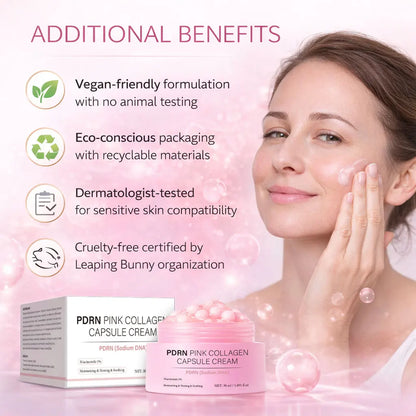 PDRN Pink Collagen Capsule Cream, Lightweight Moisturizing Cream, Niacinamide for Uneven Skin Tone and Texture, Glow Hydration